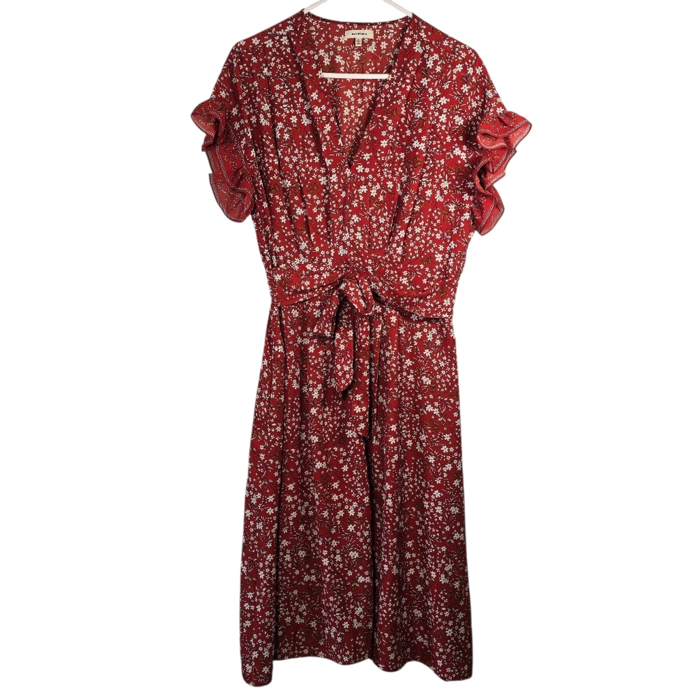 Max Studio Red Floral Midi Dress
